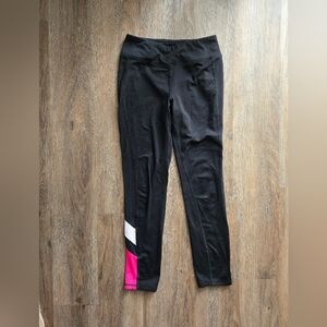 GUC Girls Athletic Works Black & Pink Athletic Leggings, Size Large (10-12)